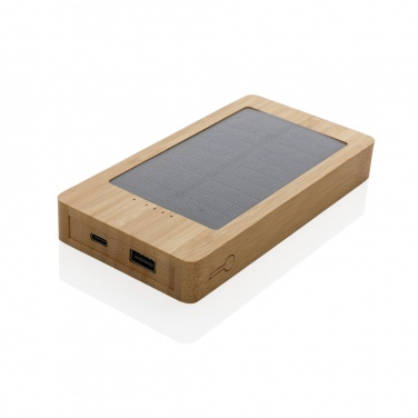 Logo trade corporate gifts picture of: Sunwick 10.000 mAh Bamboo solar powerbank